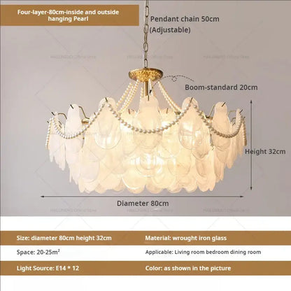 Elegant gold pearl shell chandelier garden light for dining room