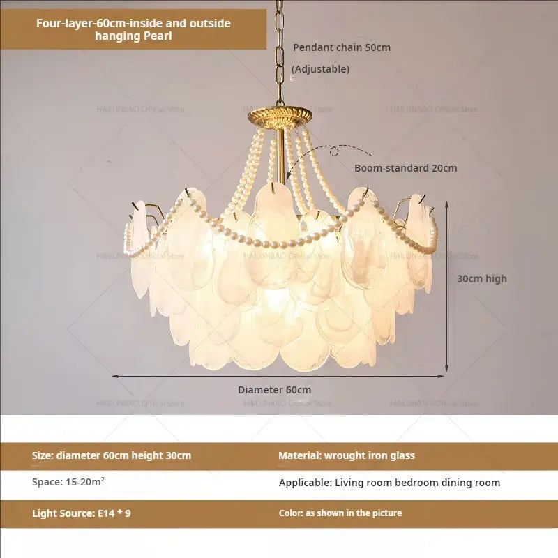 Elegant gold pearl shell chandelier garden light for dining room