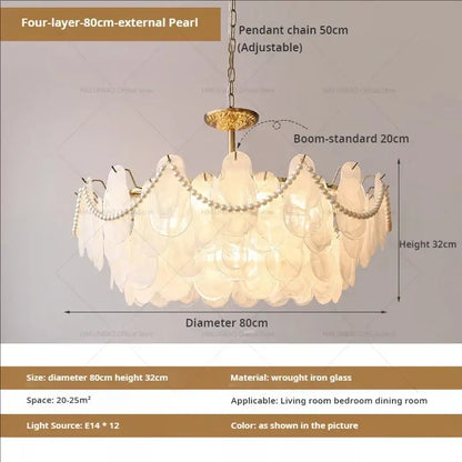 Elegant gold pearl shell chandelier garden light for dining room