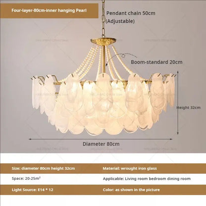 Elegant gold pearl shell chandelier garden light for dining room