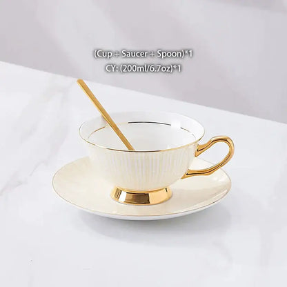 Elegant gold porcelain tea set dining room rack with bird figurine