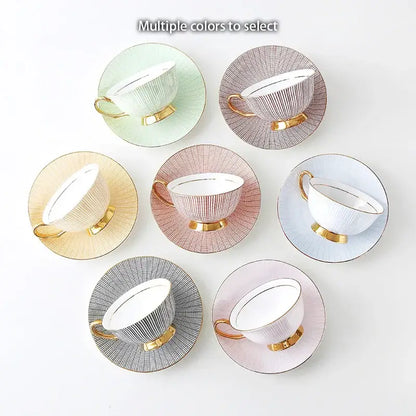 Elegant gold porcelain tea set dining room rack with bird figurine