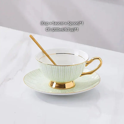 Elegant gold porcelain tea set dining room rack with bird figurine