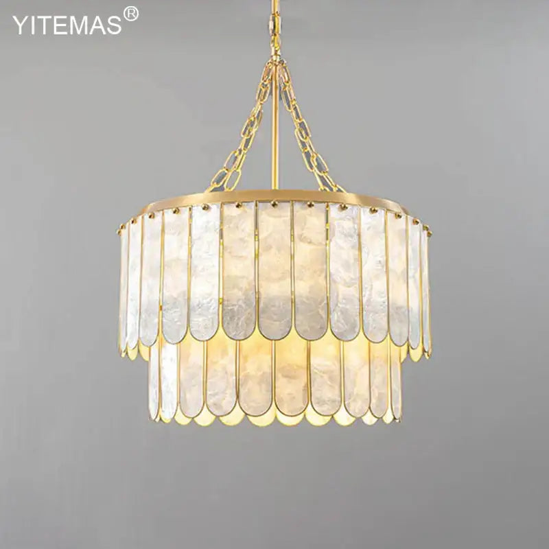 Elegant gold shell chandelier living room tiered pendant light