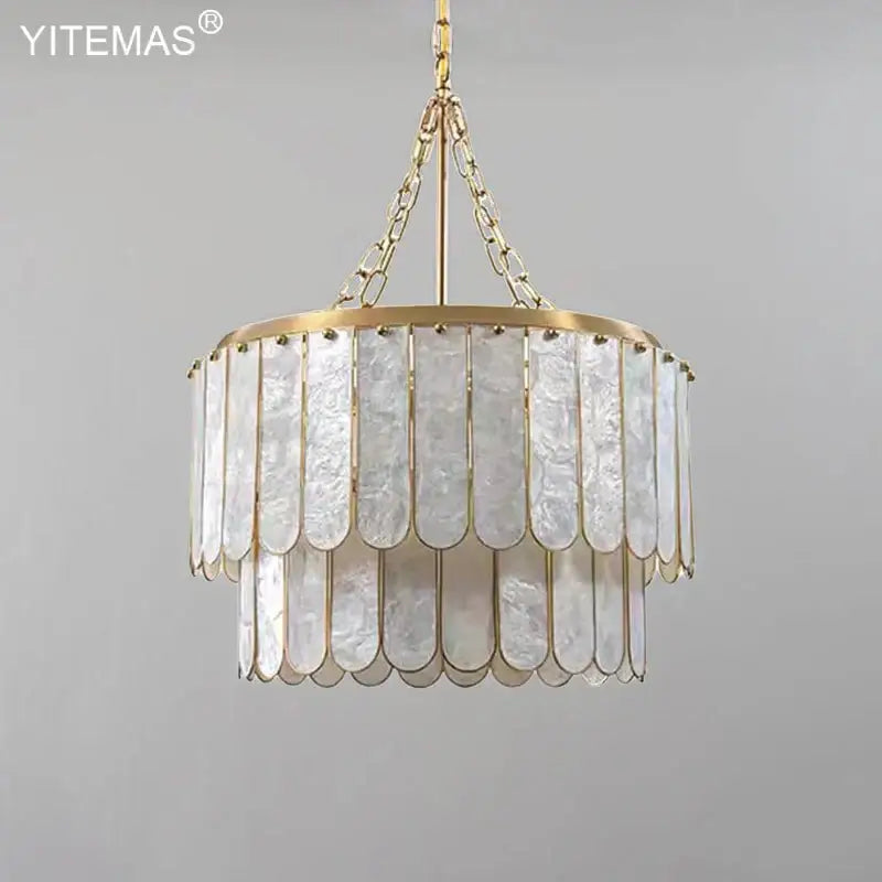 Elegant gold shell chandelier living room tiered pendant light
