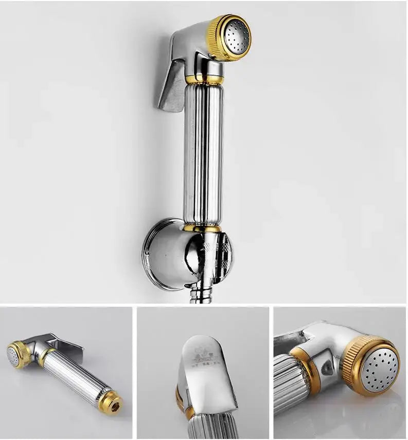 Elegant gold & silver handheld bidet sprayer set – bathroom kit