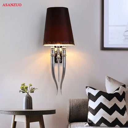 Elegant gold & silver iron claw horn wall sconce – bedroom pair