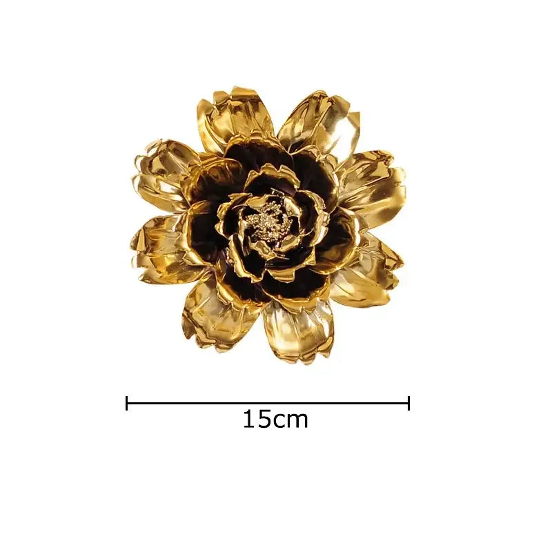 Elegant gold & silver porcelain peony wall ornaments living room decor