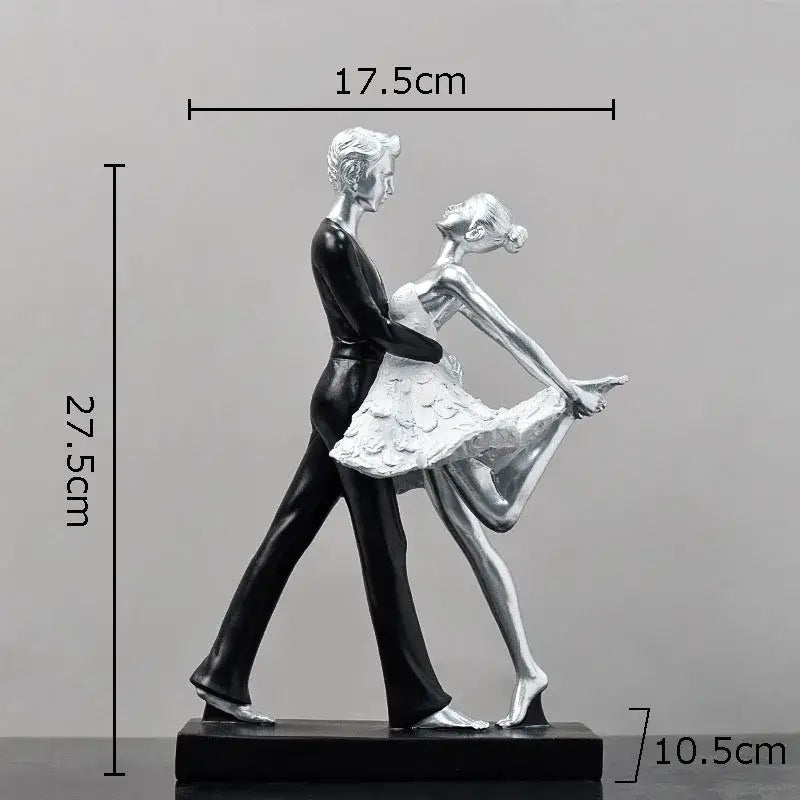 Elegant gold & silver tango dancer figurines living room home decor