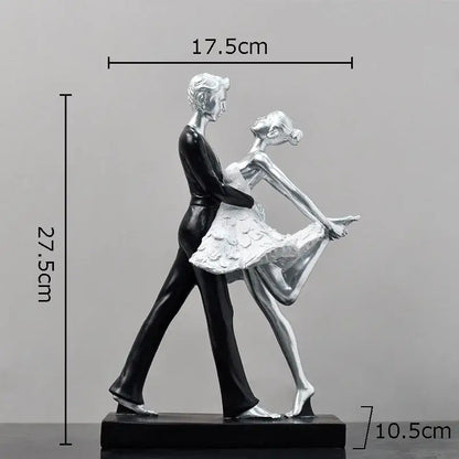 Elegant gold & silver tango dancer figurines living room home decor