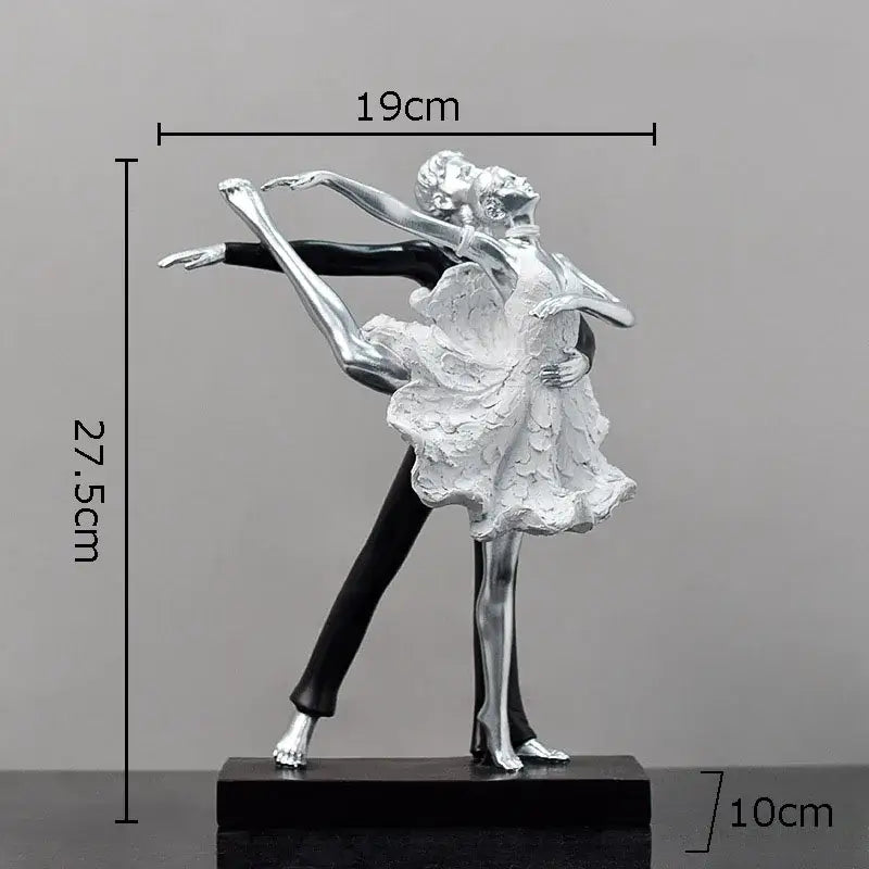 Elegant gold & silver tango dancer figurines living room home decor