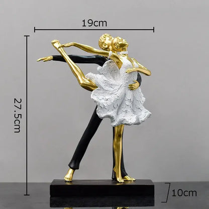 Elegant gold & silver tango dancer figurines living room home decor