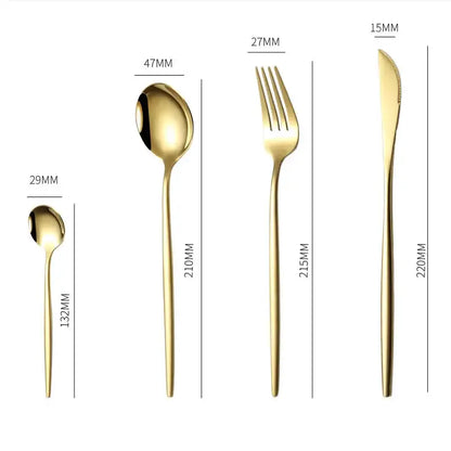 Elegant gold stainless steel cutlery set dining room gift box