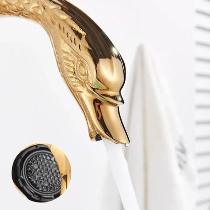 Elegant gold swan basin faucet bathroom mixer with crystal knobs
