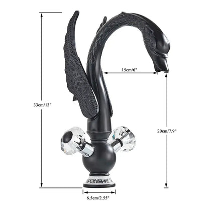 Elegant gold swan basin faucet bathroom mixer with crystal knobs