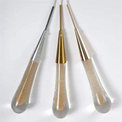Elegant gold teardrop crystal glass led pendant lights for dining room