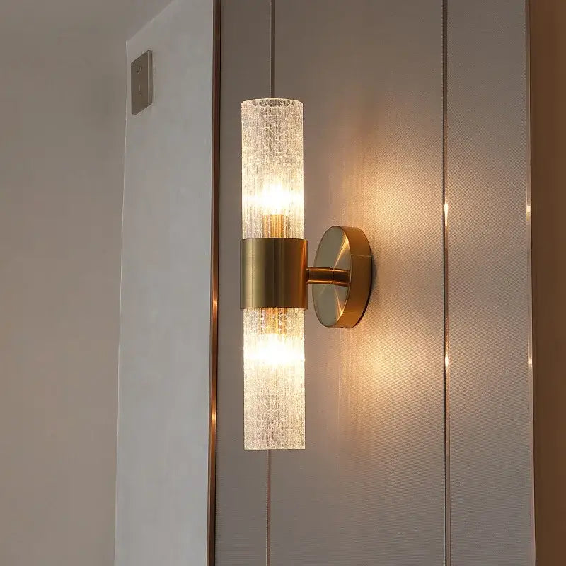 Elegant gold textured glass wall lamp for bedroom warm lighting