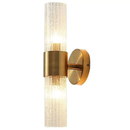 Elegant gold textured glass wall lamp for bedroom warm lighting