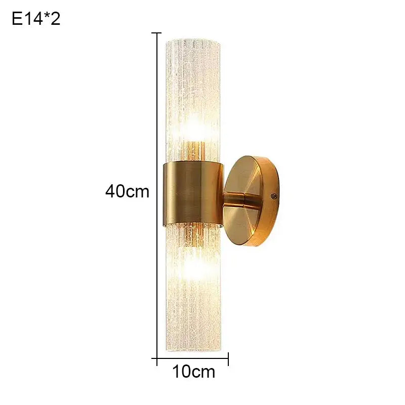 Elegant gold textured glass wall lamp for bedroom warm lighting