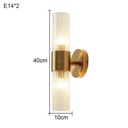 Elegant gold textured glass wall lamp for bedroom warm lighting