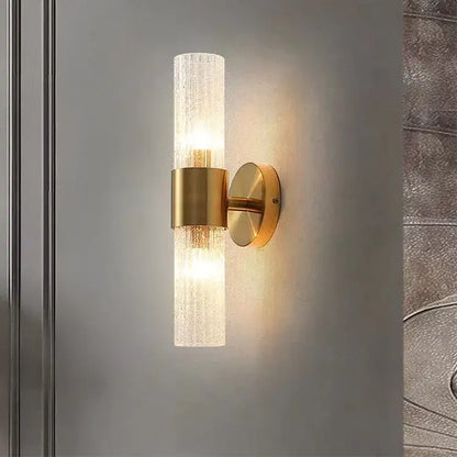 Elegant gold textured glass wall lamp for bedroom warm lighting