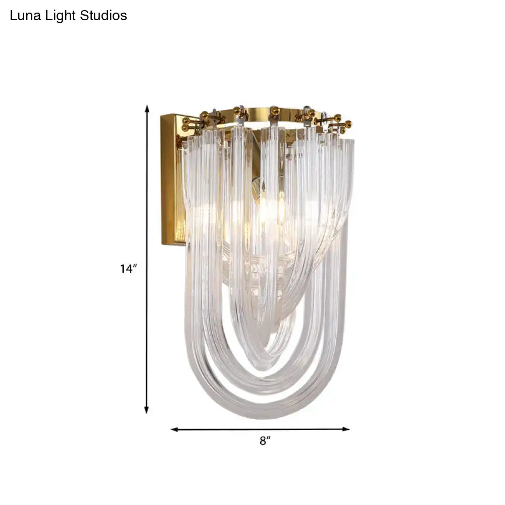 Elegant gold wall lamp with twisted crystal shade for bedroom