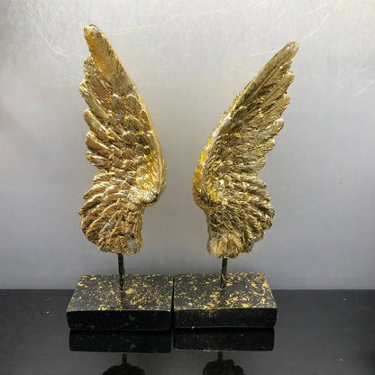 Elegant golden angel wings resin sculpture living room decor