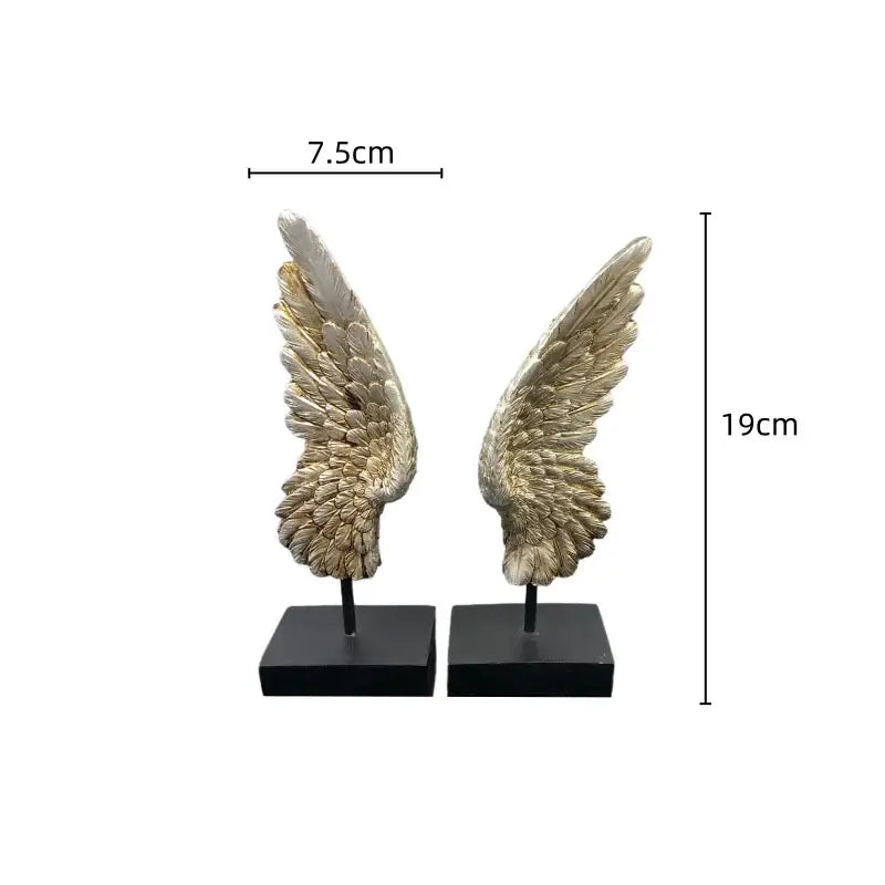 Elegant golden angel wings resin sculpture living room decor