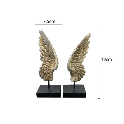 Elegant golden angel wings resin sculpture living room decor
