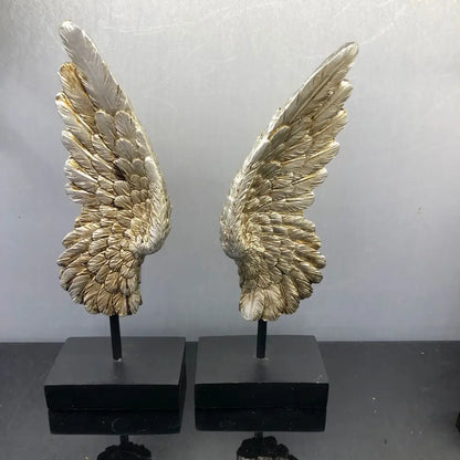 Elegant golden angel wings resin sculpture living room decor