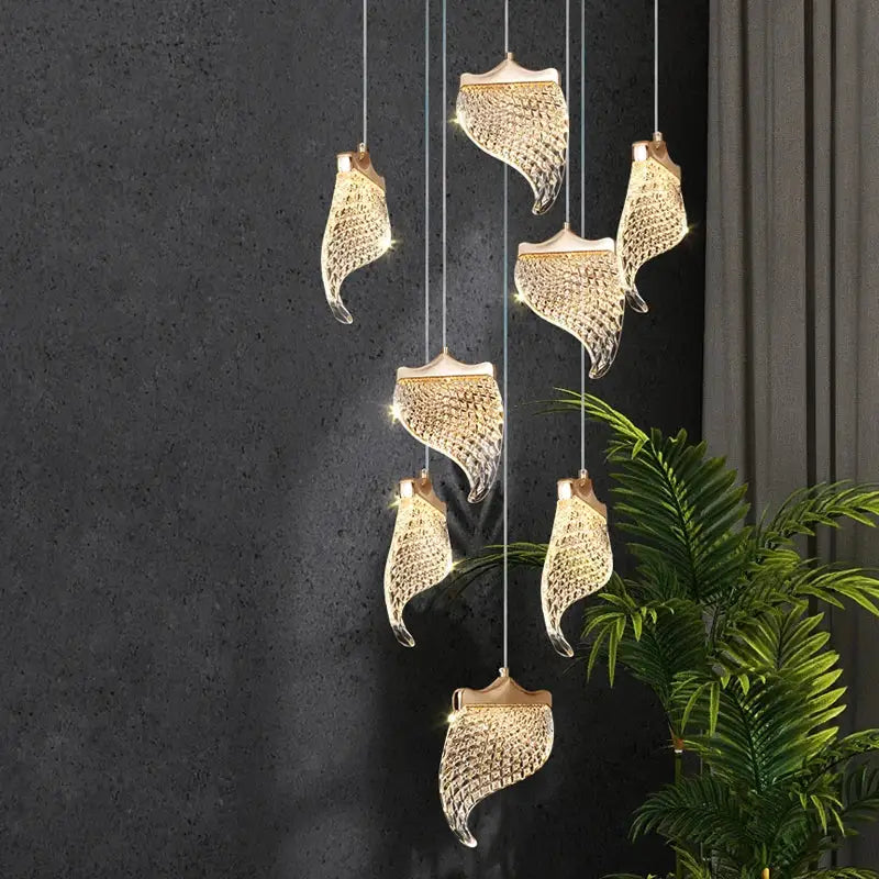 Elegant golden shell acrylic chandelier for living room dining hall