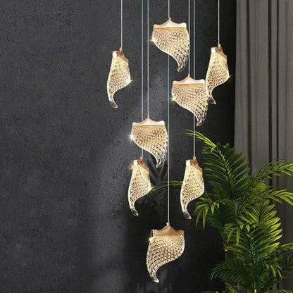 Elegant golden shell acrylic chandelier for living room dining hall