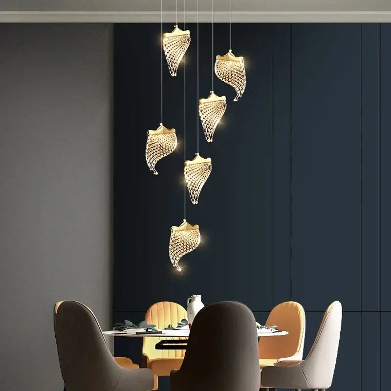 Elegant golden shell acrylic chandelier for living room dining hall