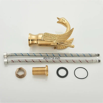 Elegant golden swan faucet bathroom hot and cold mixer tap