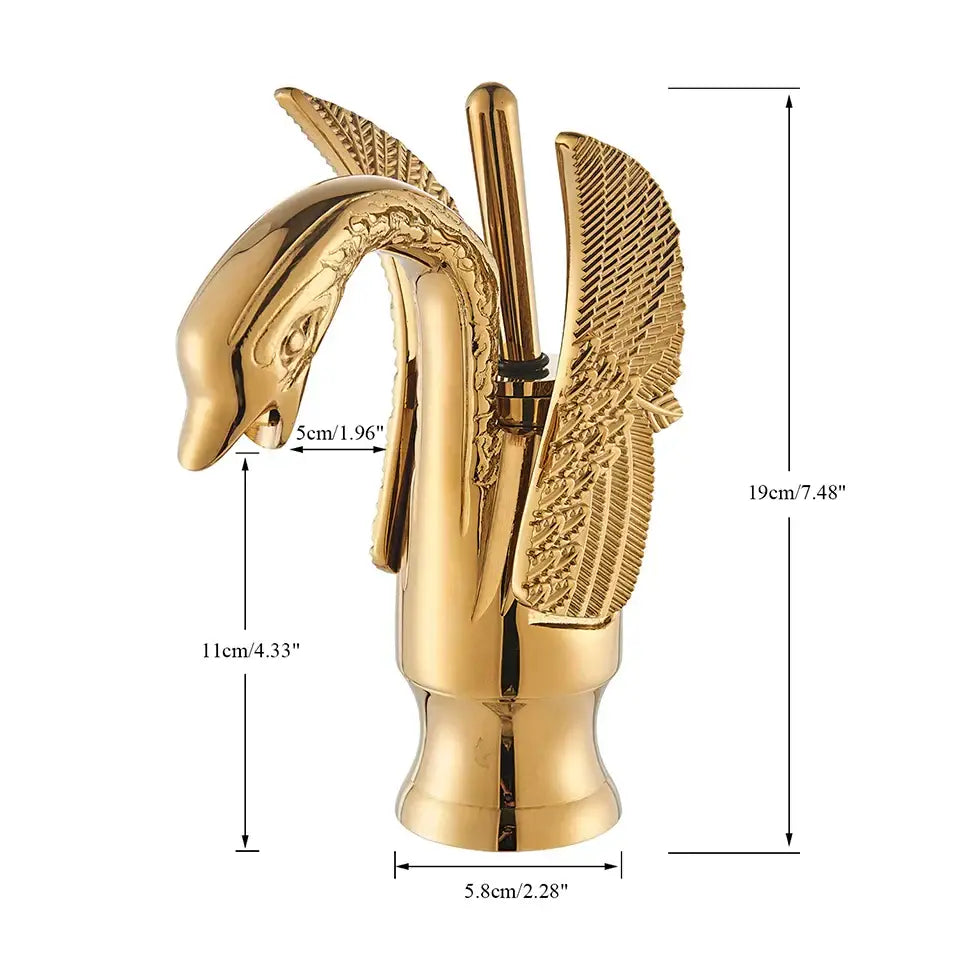 Elegant golden swan faucet bathroom hot and cold mixer tap
