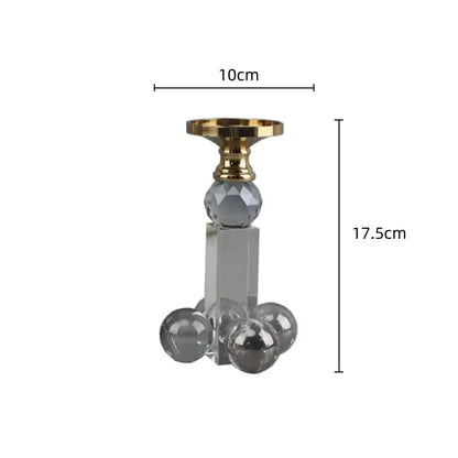 Elegant gray and gold clear crystal geometric candle holder dining room