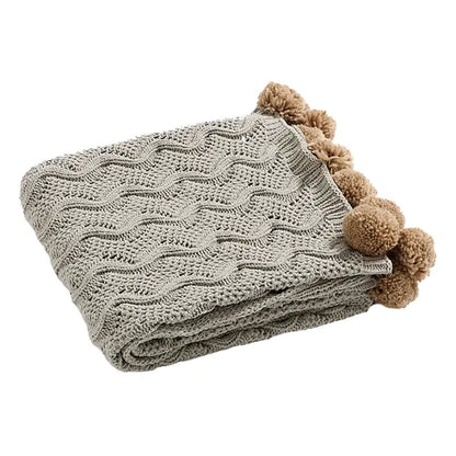 Elegant gray chenille throw blanket light gray & beige bedroom decor