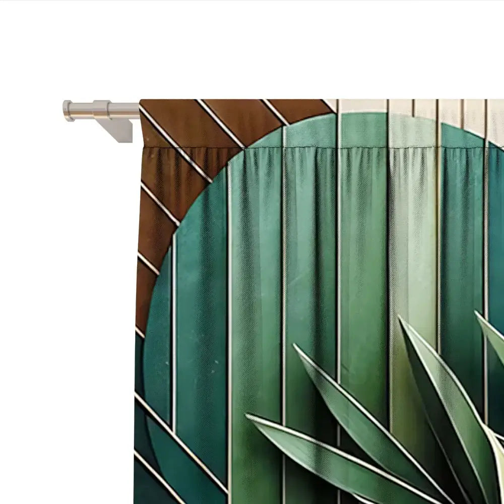 Elegant green and gold turtle leaf curtains – living room decor