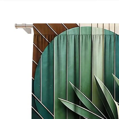 Elegant green and gold turtle leaf curtains – living room decor