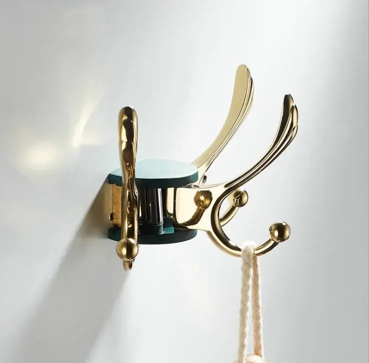Elegant green gold zinc alloy single hook bathroom wall mount