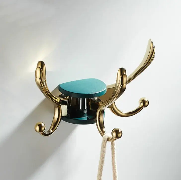 Elegant green gold zinc alloy single hook bathroom wall mount