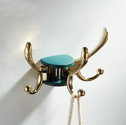 Elegant green gold zinc alloy single hook bathroom wall mount