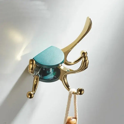 Elegant green gold zinc alloy single hook bathroom wall mount