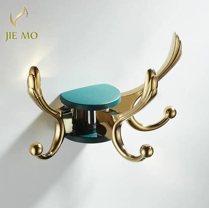 Elegant green gold zinc alloy single hook bathroom wall mount