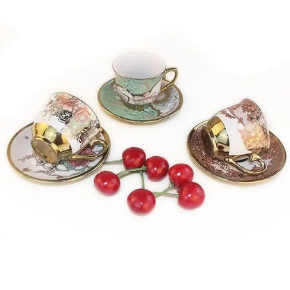 Elegant hand painted flower ceramic coffee cup set for kitchen dining