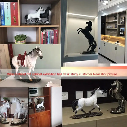 Elegant horse resin statue set living room decor
