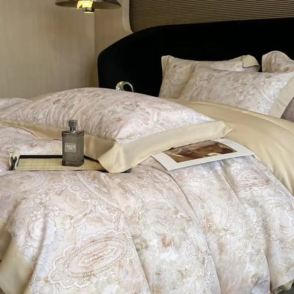 Elegant ivory floral eucalyptus fiber bedding set bedroom decor