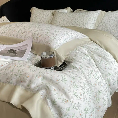 Elegant ivory floral eucalyptus fiber bedding set bedroom decor