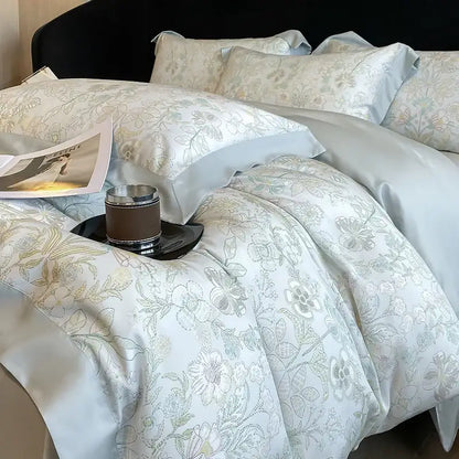 Elegant ivory floral eucalyptus fiber bedding set bedroom decor