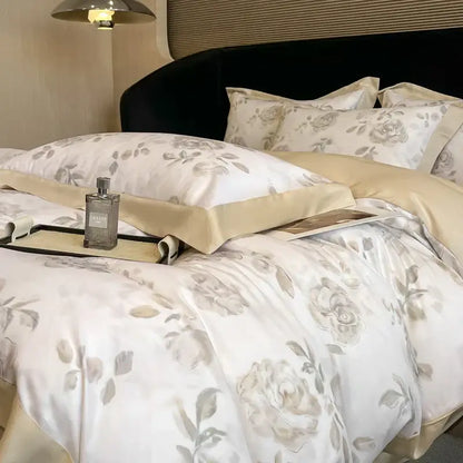 Elegant ivory floral eucalyptus fiber bedding set bedroom decor